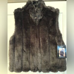 Coaco Reversible Faux Mink Vest Women’s Large NWT